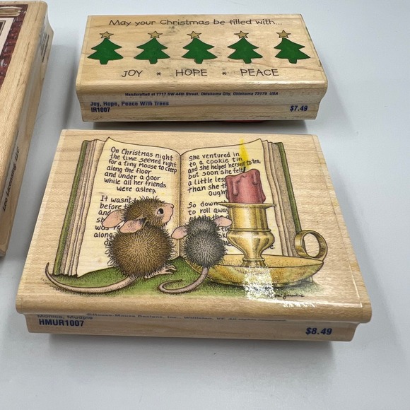 Stampabilities Christmas Tale Joy Hope Peace W Trees Door W Sleigh Rubber Stamps - Picture 11 of 12